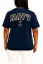Oversize Blue Navy Anchor Chest and Back Printed Unisex T-Shirt - 4