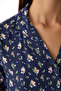 Dark Blue Pretty Flowers Buttoned Shirt and Pants Pajama Set - 3