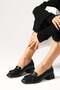 Brenda Black Color Blunt Toe Short Heeled Women's Shoes