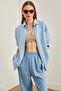 Women's Baby Blue Oversize Basic Muslin Shirt Gml- 19001217