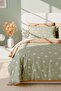 Minimal Green Daisy Double Duvet Cover Set Cotton
