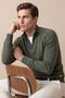 Men's Zippered Half Fisherman Green Sweater Knitwear Solid Color Classic Fit - 5242B - 3