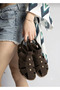 Women's Brown Suede Cage Soft Sole Sandals with Buckle Detail - 3
