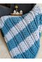 Custom Baby Hand-Knitted Boy's Blanket, Premium Blue and Gray, Unisex, Newborn Gift, Special Design. - 3