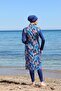 Digital Printed Long Gilet Model Closed Hijab Swimsuit 3482 - 5