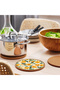 Yellow Floral Patterned Cork Trivet Pot Pan Mat 19cm Diameter 1cm Thickness - 3