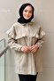 Ruffle Detailed Front Snap Button Cashmere Jacket