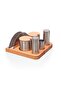 6 Compartment Wooden Napkin Holder Toothpick Holder Salt Shaker Spice Set Diner Restaurant Set 9 Piece Menage Set - 7