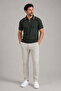 Khaki 100% Cotton Piped Half Zip Polo Neck Knitwear T-Shirt - 2