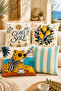 Throw Pillow Cover Set with Riviera Pattern, 4-Piece, Panther, Lemon, Ciao Sole, Striped, Decorative Pillow Covers 43X43 cm