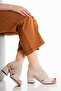 Women's Beige Back-Zippered Cross Elastic Sandals Shoes Seferi2027 - 2