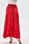 Red Italian Elastic Waist Long Viscose Skirt Size 38 - 42 - 5