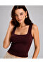 Women's Burgundy Ultra Premium 95% Cotton Square Neck Strap Blouse - 3