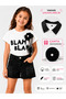 Girl's Black Denim Shorts Printed Set with Bag Stylish Casual Birthday Combination - 2