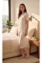Angelique Bamboo Fabric Short Sleeve Ruffle and Bow Detailed Floral Patterned Women's Capri Suit 22322 - 3