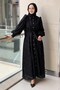 Front Buttoned Belted Burnout Evening Dress - 2