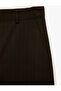 High Waist Pocket Detailed Striped Wide Leg Fabric Trousers - 7
