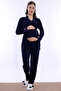 Effortt Maternity Pajama Set with Hijab, Soft Textured Cotton Robe - Navy Blue - 5
