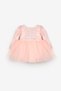 Salmon Sequin Long Sleeve Baby Girl Dress - Berry - 2