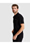 Black Slim Fit Knitted Textured Buttoned Polo Collar T-Shirt 50309946-Vr046 - 3