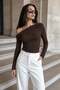 Brown Boat Neck Gathered Women's Body Sh225
