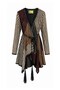 Striped Tulle Colorful Stripe Leather Lightweight Unlined Belted Casual Women's Genuine Leather Coat - 4