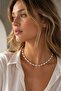 Minimalist Natural White Sea Shell Thin Row Necklace Handmade Elegant Jewelry Design
