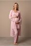 Women's Powder Lace Maternity Pajama Set with Breastfeeding Features and Adjustable Elasticated Dressing Gown - 4