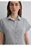 Short Sleeve Striped Gray Shirt Loose Fit / Relaxed Fit 1210445-89853 - 5