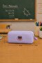 Unisex Lilac Pen Holder, Single Compartment Pencil Case, Teddy Bear Logo, 20X10X3Cm - 3
