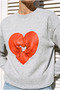 Gray Oversized Heart Printed Women's Sweatshirt - 2