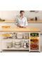 120cm Kitchen Island Cart with Storage Shelves & Wire Baskets – Rolling Kitchen Organizer Rack - 3