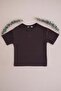 Cherry Embroidered Crew Neck Modal Girls' T-Shirt - 3