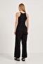 Women's Halter Neckline Off Shoulder Tight Black Crop Body - 4