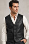 Classic Men's Genuine Leather Black Vest - 4