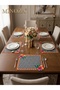 Black and White Checkered Patterned Orange Floral Stain-Resistant Digital Printed American Placemat/Supla 6 Pieces - 2