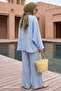 Baby Blue Shirt Set with Cape - 4