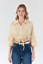 Striped Tie Front Crop Shirt - 7