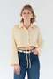 Striped Tie Front Crop Shirt - 2