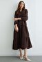 Fullamodest Half Buttoned High Collar Muslin Dress - 6