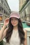 Women's Dusty Rose Glittery Hole Hat |   Işıltılı Lace-Like Knit Kep Model - 6