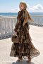 Bohemian Patterned Belted Brown Dress - 4