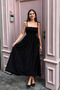Cotton Long Summer Women's Dress - Shoulder Tie Strap Gathered Unlined - 3