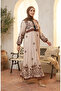 Large size floral patterned viscose dress 4084-02 beige - 2