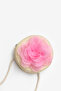 Girl's Straw Bag with Pink Rose Detail - 2