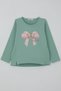 Girl's Long Sleeve T-Shirt with Friends Theme Little Teddy Bears 3-8 Years Old, Water Green - 2