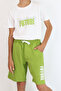 Boy's Shorts Set with Lettering Printed Shorts and Lacing Accessories, Ages 8-14, Ecru - 4