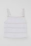 Girl's T-Shirt with Straps and Rubber Detail, Ages 6-12, Ecru - 4
