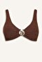 Regular Fit Wrinkled Textured Brown Bikini Top E0206Ax25Sm - 6