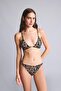 Regular Fit Leopard Patterned Wrinkled Textured Fabric Bikini Top G7037Ax26Sm - 2